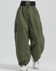Pantalon de ski ample vert olive coupe-vent, pantalon cargo de snowboard, pantalon de neige thermique oversize pour homme et femme, streetwear d'hiver pour activités de plein air - Product Image 1