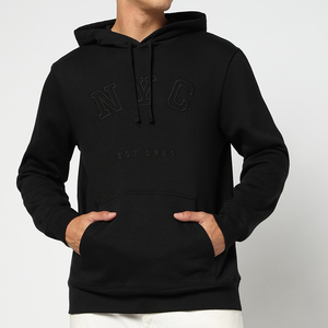 Sweat-shirt à capuche noir pour homme, coupe classique, en coton French Terry, imprimé lettres sur le devant, décontracté, pour l'automne - Product Image 5