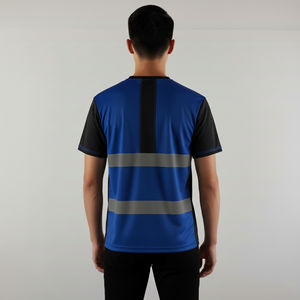 T-shirt de sécurité haute visibilité classe 1 pour hommes, 100 % polyester, manches courtes, couleur unie, bande réfléchissante, étanche, avec LED clignotante - Product Image 2