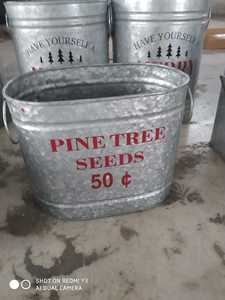 Galvanized Metal Bucket Christmas <b>Tree</b> Farm <b>Planter</b> Rustic Farmhouse Style <b>for</b> Indoor Outdoor Home Decor - Product Image 5