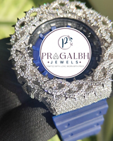 Pragalbh Jewels Maßgefertigte Luxus-Diamantuhr Vereiste Moissanit-Lünette Edelstahl-Gummiarmband-Uhr für Herren