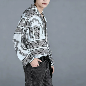 Chemise boutonnée à manches longues pour homme, style décontracté, respirante, motif à pois, pour mariage et fête, ODM, printemps, 180g, par un grand créateur de mode - Product Image 4