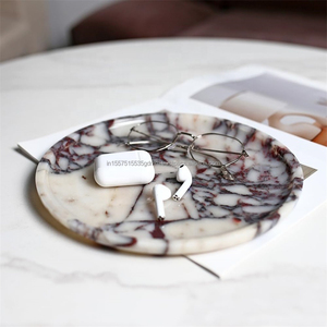 Encimera de mármol de lujo Breccia con bandejas de acento a juego Viola Calacatta Posavasos de piedra de mármol y mantel Individual Juego de 4 - Product Image 2