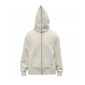 Light Blue Men's Full <b>Zip</b> Cotton Fleece Hoodie Breathable Knitted Casual Winter Wear - Product Image 5