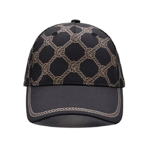 Gorra Snapback Negra con Patrón Geométrico, 6 Paneles, Unisex, Casual, con Estampado Metálico, de Poliéster y Lona, para Primavera/Verano, Talla Adulto - Product Image 5