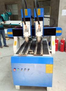 เครื่องแกะสลักซีเอ็นซีขนาดเล็กแบบสองหัว 2*3 ฟุต ควบคุมด้วย NC Studio มอเตอร์สเต็ปเปอร์ แกนหมุน <span class=keywords><strong>3.2</strong></span> กิโลวัตต์ โต๊ะแบบร่อง T - Product Image 4