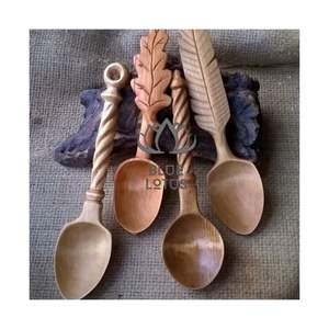 Meilleures ventes 2026 Cuillères en bois vintage pour une mise en scène rustique des aliments et une cuisine esthétique, en bois pur, propres, sûres et durables, modèle S - Product Image 1