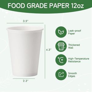 Confezione da 100 bicchieri di carta bianchi usa e getta da 350 ml per feste, picnic, viaggi ed eventi - Product Image 3