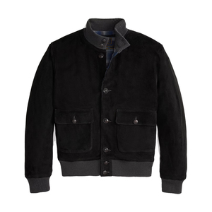 Custom Welcome Premium <b>Suede</b> <b>Bomber</b> <b>Jacket</b> Men Minimal Blouson OEM Custom Quiet Luxury Heritage Outerwear Fashion Winter - Product Image 1
