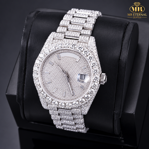 Reloj de Lujo Cuadrado de Aleación con Diamantes, Acero Inoxidable, Números Romanos, Cristal de Zafiro, Movimiento de Cuarzo, Unisex, 41 mm - Product Image 3