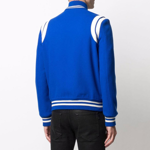 Custom High Quality Winter Wool Corduroy Varsity Bomber <b>Jacket</b> Men Stand Vintage Embroidery <b>Patchwork</b> Front Contrast Sleeve - Product Image 2