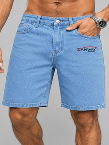 Shorts en jean pour homme, coupe classique moderne, tissu en coton doux, léger et respirant, shorts décontractés d'été pour les voyages et les activités de plein air - Product Image 1