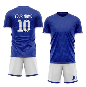 Custom Sublimated Soccer Jersey Men's Blue White <b>Shorts</b> Set Breathable 100% <b>Polyester</b> Player Name Number 10 All Seasons - Product Image 1