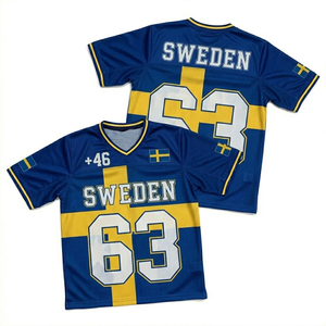 Camiseta de Hockey sobre Hielo de Suecia, Unisex, Cuello en V, Manga Corta, Malla Sublimada, Transpirable, Poliéster, para Adultos, Todas las Temporadas, Ropa Deportiva de Equipo - Product Image 1