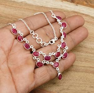 Collier ras-de-cou en argent sterling 925 avec rubis rouge de qualité supérieure, serti clos, pour femme, par Manauafacaters - Product Image 6