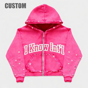 Sudaderas con Capucha Personalizadas con Logotipo Estampado, Unisex, Lavado Ácido, 400 GSM, 100% Algodón, Felpa, Corte Regular, Oversize, con Pedrería, ODM - Product Image 3