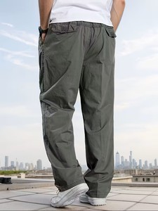 Men's Casual Wide Leg Athletic Pants with Multi Pocket Design Adjustable Drawstring Mid Waist <b>Elastic</b> Waist for Running Training - Product Image 3