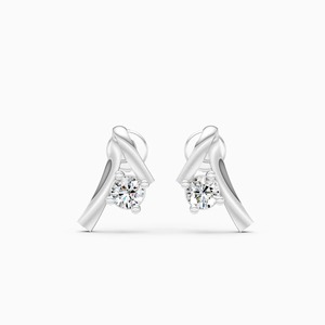 Boucles d'oreilles clous courbes serties de diamants de laboratoire de 0,12 ct en or jaune, blanc et rose 9 carats - Product Image 2