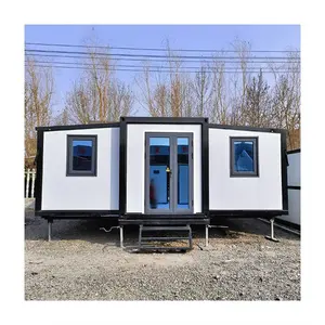 Maison conteneur préfabriquée pliable à double aile extensible de 20 pieds, design moderne du milieu du siècle, pour bureau, bâtiment scolaire, 2 chambres - Product Image 1