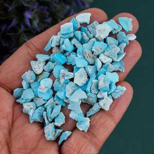 Sleeping Beauty Turquoise <b>Raw</b> <b>Crystals</b> Natural Flat Chips For Jewelry Making Loose Stone High Quality - Product Image 2