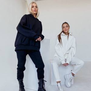 Chándal de algodón con capucha de gran tamaño para mujer, Conjunto personalizado de 2 piezas, y sudadera con capucha para mujer joggers, ropa larga para invierno - Product Image 4