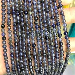 Perles de pierre d'iolite naturelle, perles rondes en cristal bleu, pour la fabrication de bijoux, artisanat DIY - Product Image 4