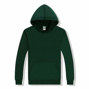 Sweat-shirt à capuche vert foncé pour homme, coupe classique, en coton French Terry, décontracté, avec poche avant, pour l'automne - Product Image 1