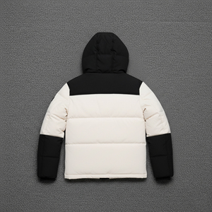 Men's Hooded Puffer Jacket <b>Winter</b> <b>Thick</b> Warm Color Blocking Stand Collar Zipper Closure Casual Windproof <b>Coat</b> - Product Image 3