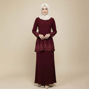 Abaya Musulmana con Estampado Floral, Estilo Islámico de Dubái y Catar 2026, Vestido Largo con Lentejuelas, Abaya Árabe para Mujer, Morado y Rojo - Product Image 1