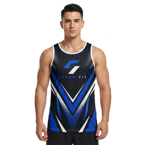 เสื้อกล้ามผู้ชาย Storm Fit แบบไม่มีแขน พิมพ์ลายด้วยความร้อน โพลีเอสเตอร์ 100% แห้งเร็ว คอกลม สำหรับออกกำลังกาย ชุดกีฬา น้ำหนัก 180 กรัม - Product Image 2