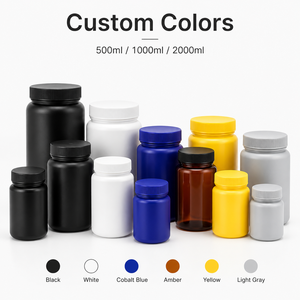 Pot cylindrique noir personnalisé en PEHD pour poudre protéinée 500ml 1000ml 2000ml avec bouchon à vis facile à nettoyer, emballage pour compléments alimentaires, fabricant vietnamien - Product Image 2