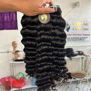 Cheveux brésiliens de vague profonde 3 faisceaux de cheveux humains 300g 10A 100% paquets de cheveux brésiliens vierges non traités de vague profonde avec frontal - Product Image 6