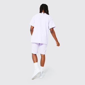 Conjunto de Pantalones Cortos Deportivos de Algodón para Hombre, Estilo Urbano, Camiseta de Cuello Redondo Informal de Verano y Pantalones Cortos con Logotipo Personalizado, Secado Rápido, Venta al Por Mayor OEM - Product Image 2