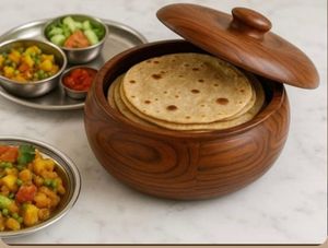 Wooden Rolling Pin and Pastry Board <b>Set</b> Brown Handcrafted Chakla Belan Combo with Stand Dishwasher Safe for <b>Baking</b> - Product Image 2