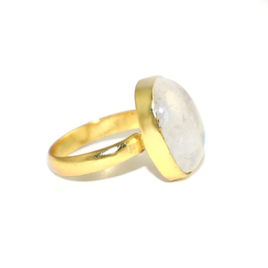 Women Fashion 22K Gold Plated Brass <b>Moonstone</b> <b>Ring</b> Oval Bezel Setting Bohemian Style Unisex Jewelry June Birthstone Daily Wear - Product Image 2