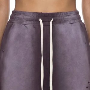 High Demanding Custom <b>Men</b> Vintage Washed Sweat <b>Shorts</b> Oversized Casual Streetwear Distressed Drawstring Gym <b>Lounge</b> <b>Shorts</b> Purple - Product Image 5