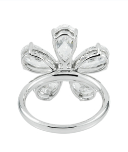 Four Leaf Rhodium Plated Bezel Setting <b>Crystal</b> Marquise Cut Floral Ring for Women Party Gift - Product Image 3