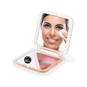 Folding <b>Compact</b> Makeup <b>Mirror</b> 1X/15X Magnification 30.5 Pocket Size Square Hand <b>Mirror</b> with Peach Fuzz for Travel - Product Image 1