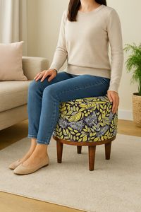 Custom Modern Wooden Ottoman <b>Stool</b> with Linen <b>Cushion</b> Multifunctional Footrest Bench for Home Hotel Furniture - Product Image 4