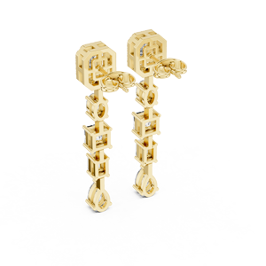 Boucles d'oreilles pendantes en diamant cultivé en laboratoire, forme géométrique multi-formes, émeraude et diamant rond, bijoux en diamant pour femmes - Product Image 2