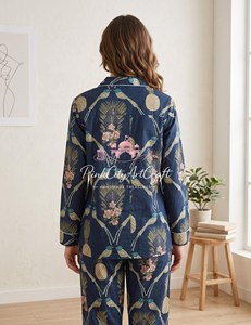 Conjunto de Pijama Elegante de Verano para Mujer, Hecho a Mano con Algodón 100%, Dos Piezas, Transpirable y de Secado Rápido - Product Image 4