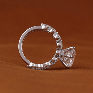 14K White Gold VS DEF Color IGI Certificated Round Cut CVD Diamond Pave Style Lab Grown Diamond Engagement Ring Set - Product Image 5