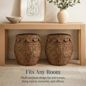 Space-Saving Eco-Friendly Stylish Storage Solution for Minimalist Decor Modern <b>Foldable</b> Water Hyacinth <b>Basket</b> - Product Image 4