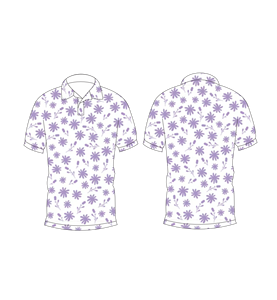 เสื้อโปโลพิมพ์ลายดอกไม้สีขาวม่วงสำหรับผู้ชาย เสื้อโปโลแขนสั้นลำลองแฟชั่นฤดูร้อน เสื้อกอล์ฟ - Product Image 6