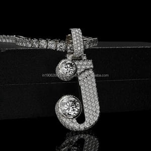 Lab Grown Diamond <b>Initial</b> Pendant <b>Necklace</b> 925 Sterling <b>Silver</b> Custom Charm Personalized <b>Initial</b> Pendants - Product Image 1