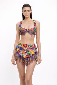 Vestido Mini de Playa de Lujo con Cuello Halter y Bordado a Mano, para Mujer, Ideal para Vacaciones y Fiestas, Personalizable OEM ODM - Product Image 3