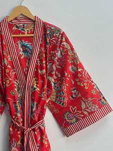 Kimono Boho de Alta Calidad para Mujer, Algodón Orgánico, Cuello en V, Manga Larga, Secado Rápido, Hermoso Diseño con Estampado Floral, Primavera/Verano - Product Image 3