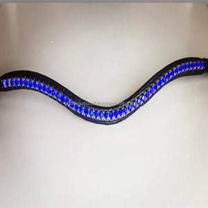 ส่วนบุคคลสองโทน1แถวคริสตัลพลอยเทียม Mega Bling หนังม้าคิ้วในหนังแท้สีดำ - Product Image 3