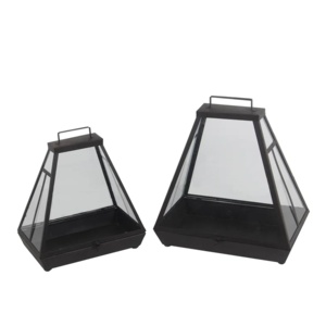 Latest Style <b>Black</b> Metal <b>Candle</b> Lanterns Cum Terrariums for Home and Patio Decoration - Product Image 2