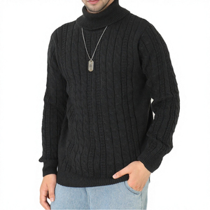 <b>Men</b> Thick Knitted <b>Turtleneck</b> <b>Sweater</b> Solid Color Full Sleeve Pullover Winter Warm Clothing - Product Image 4